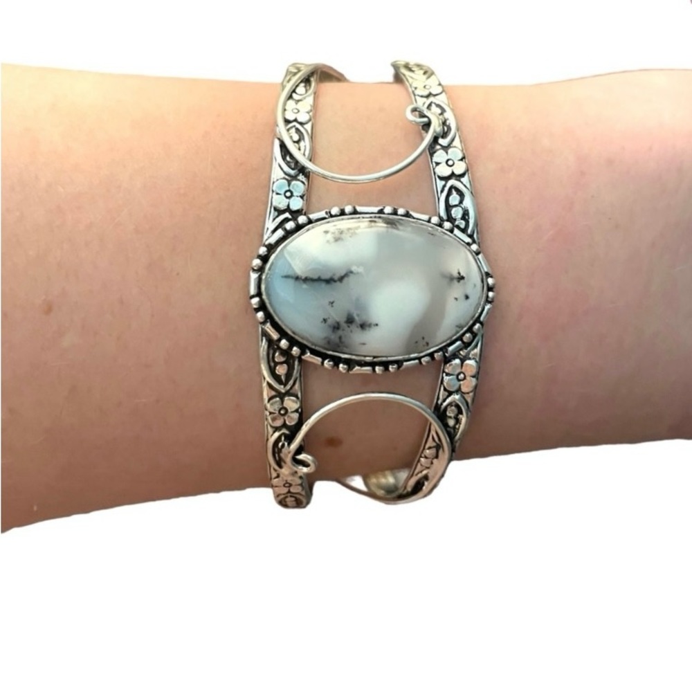 Dendritic Opal Silver Cuff Bracelet